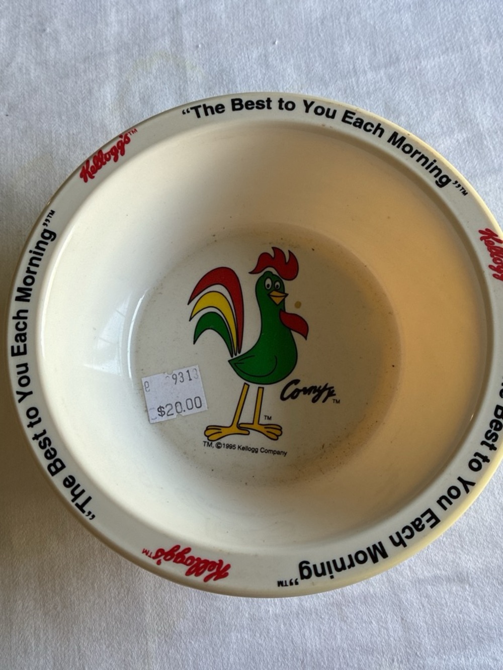 Corny Rooster Ceramic Cereal Bowl - Cream with Multicolor Rooster